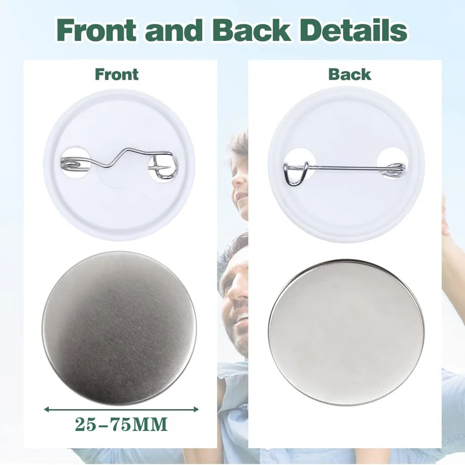 50 Sets Blanko-Buttons Runde (37 Mm) – Mit Klarfolie & Anstecknadel, Zum Selbstgestalten