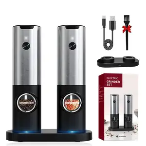 COKUNST USB Rechargeable Electric Salt and Pepper Grinder, Automatic Pepper  Grinder Mill with Visual Power Reminder, 4Oz Large Capactiy Visual Silo 