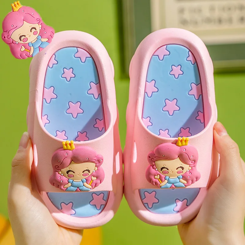 

2024 New Summer Boys Girls Flip Flops Soft Sole Comfort Kids Slippers Non-slip Baby Home Slippers Cartoon Animals Child Slides