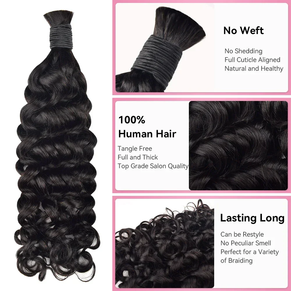 Vietnamese Italian Curly Human Hair Bulks Full End Virgin Hair 12-26 Inch For Women Braiding Human Hair Extension 100g/PC 4