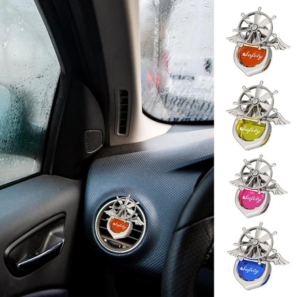 Car Air Outlet Clip Rotating Wing Fragrance Odor Air Freshener Long Lasting Cologne Osmanthus Lemon Marine Perfume Diffuser