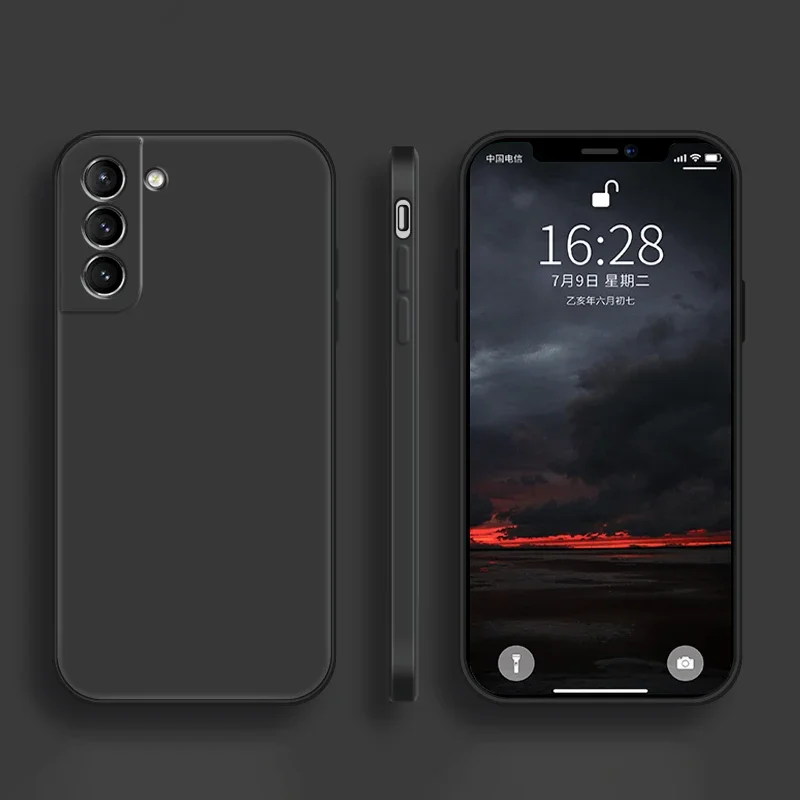 Square Liquid Silicone Soft Protective Case - Premium Soft Cover and Bag