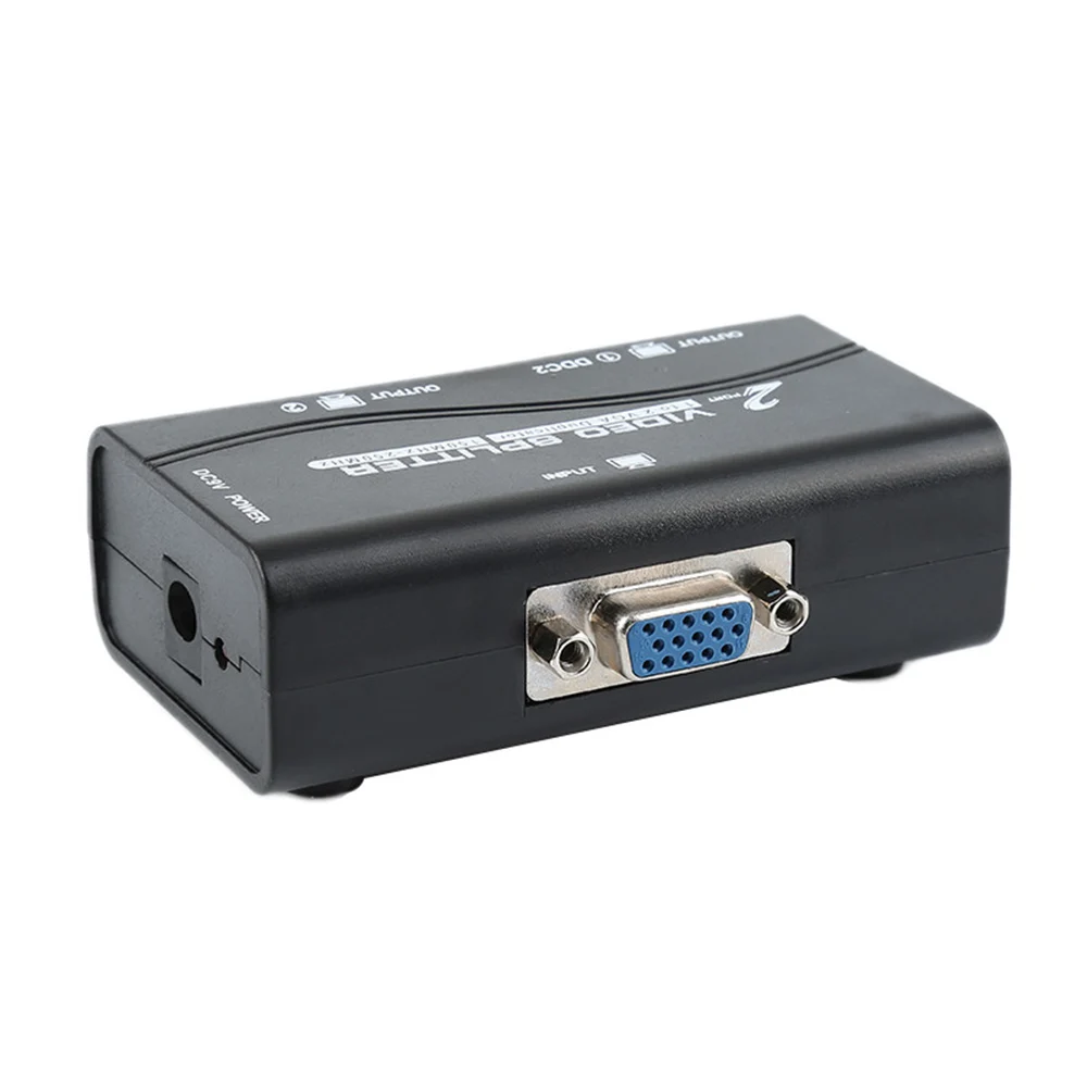 Portable 1 PC to 2 Monitor Video Splitter Adapter VGA Splitter Duplicator USB cable