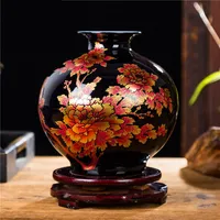 Chinese Style ceramics Vase Jingdezhen Black Porcelain Crystal Glaze Flower Vase Home decoration accessories Handmade Vases 1