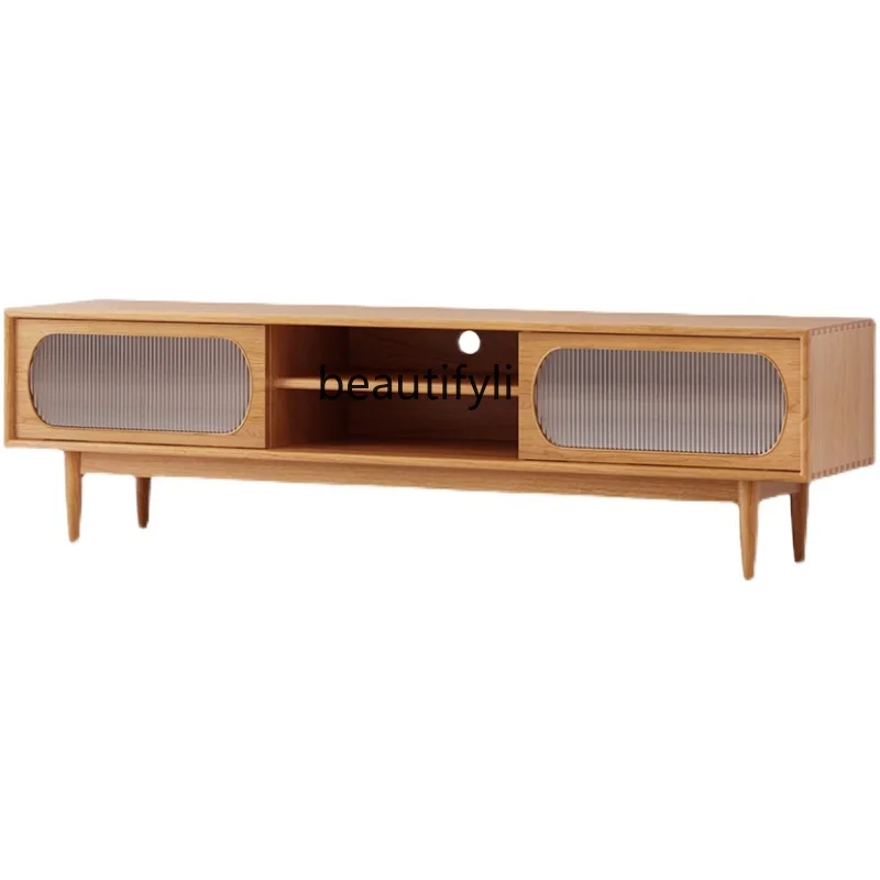 

Nordic Minimalist Solid Wood TV Cabinet Living Room Floor Cabinet Low Cabinet Multi-Function Locker Modern