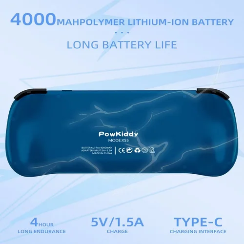 512G POWKIDDY X55 휴대용 게임 콘솔, 5.5 인치 IPS 스크린, 4000 MAH, 이중 TF 카드 지원, 오픈 소스 레트로 콘솔, 85000 게임 3