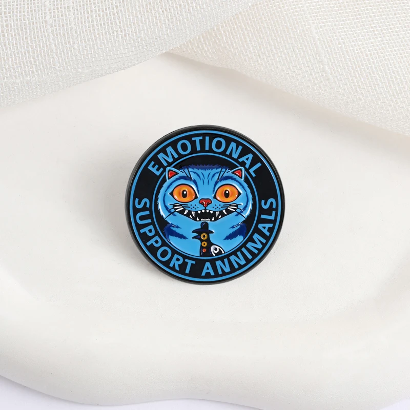 Emotional Support Animals Enamel Pins Cartoon Anime Character Brooches Lapel Badges Blue Tiger Raven Jewelry Gift for Friends 6