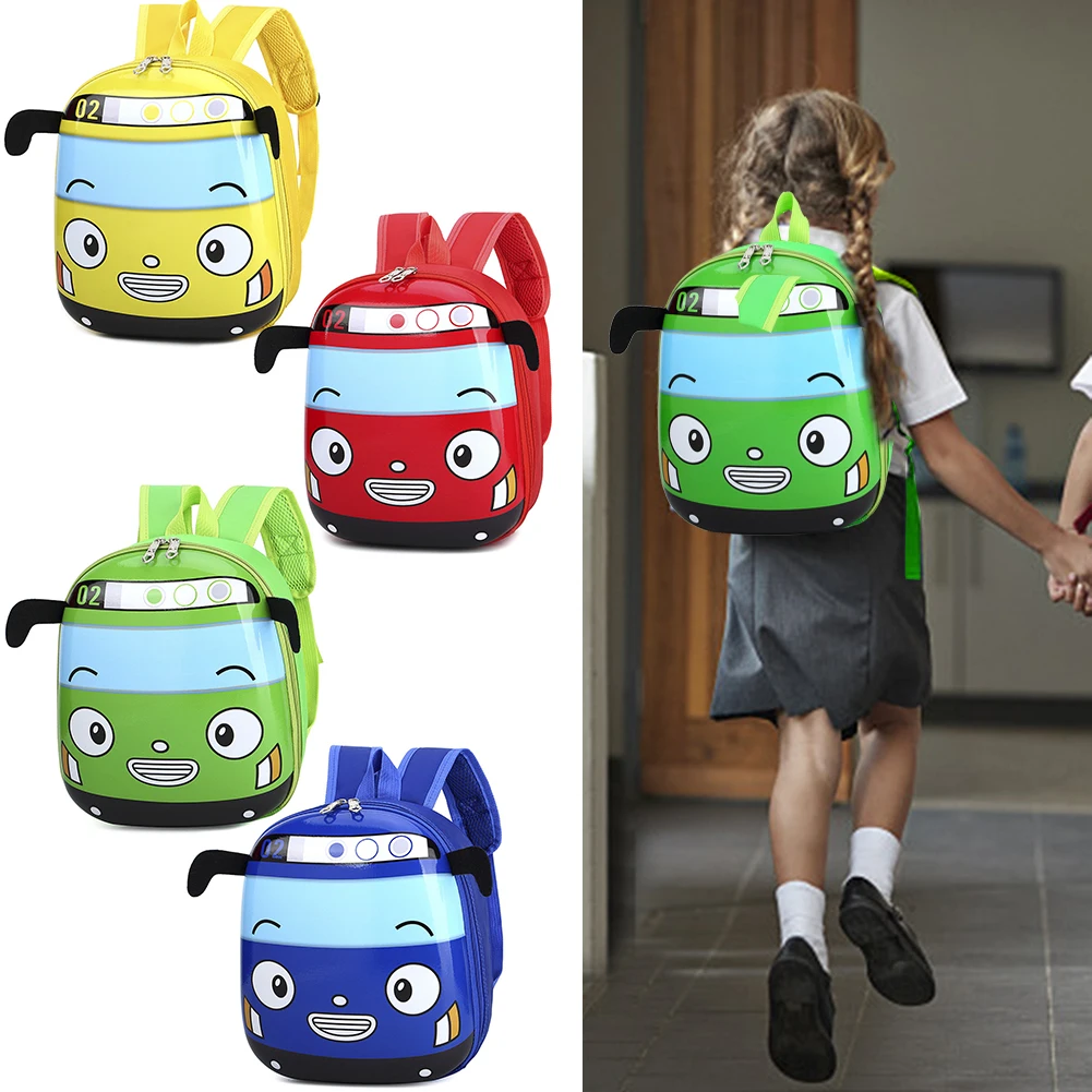 3D Cartoon Bus Toddler Backpack Cute Kindergarten School Bookbag Small School Backpack for Boys Girls Go for An Outing