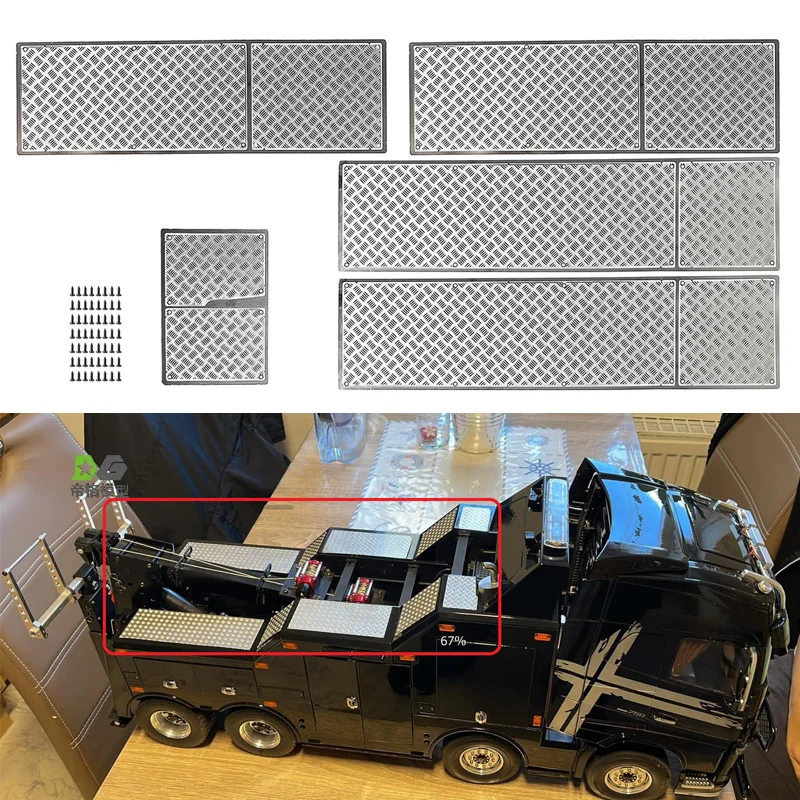 Stainless Steel Simulation Skid Plate Cover Sticker Decoration for 1/14 Tamiya RC Dump Truck Volvo 56362 FH16 Car Accessories