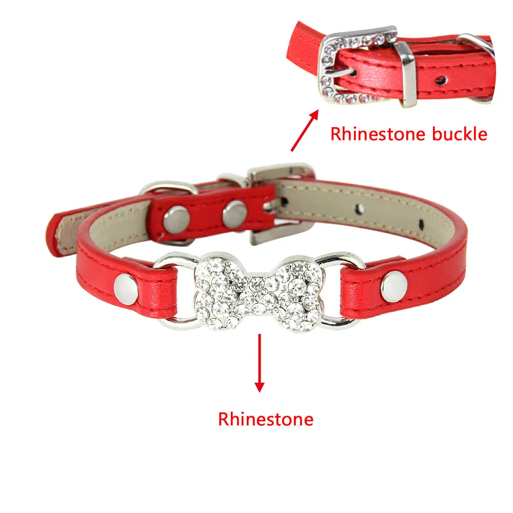 Cute Rhinestone Bone Dog Collar Pet - PeticaDeals