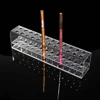 Clear 24 Slots Acrylic Eyeliner Lip Liner Pencil Holder Makeup Display Stand Organizer Makeup Brushes Shelf Cosmetic Storage Box 1