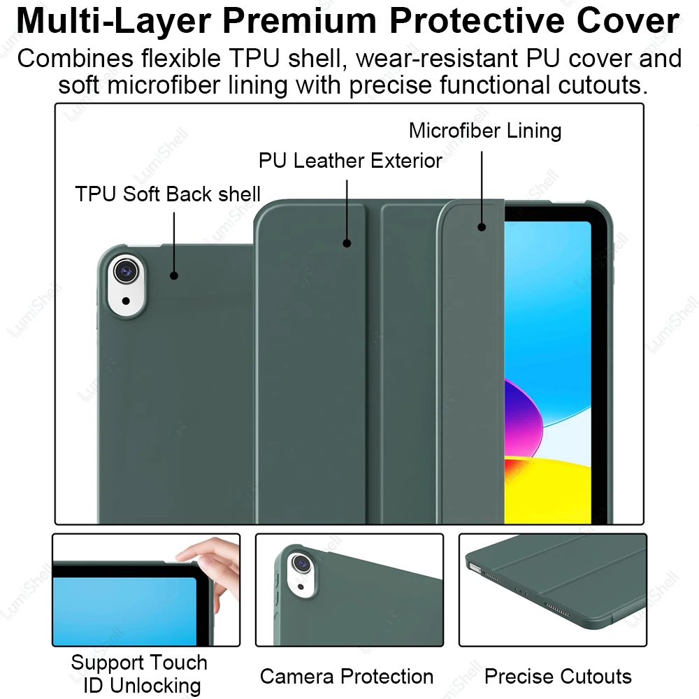 Premium Trifold Stand Case with Silicone Cover and Soft TPU Back Shell