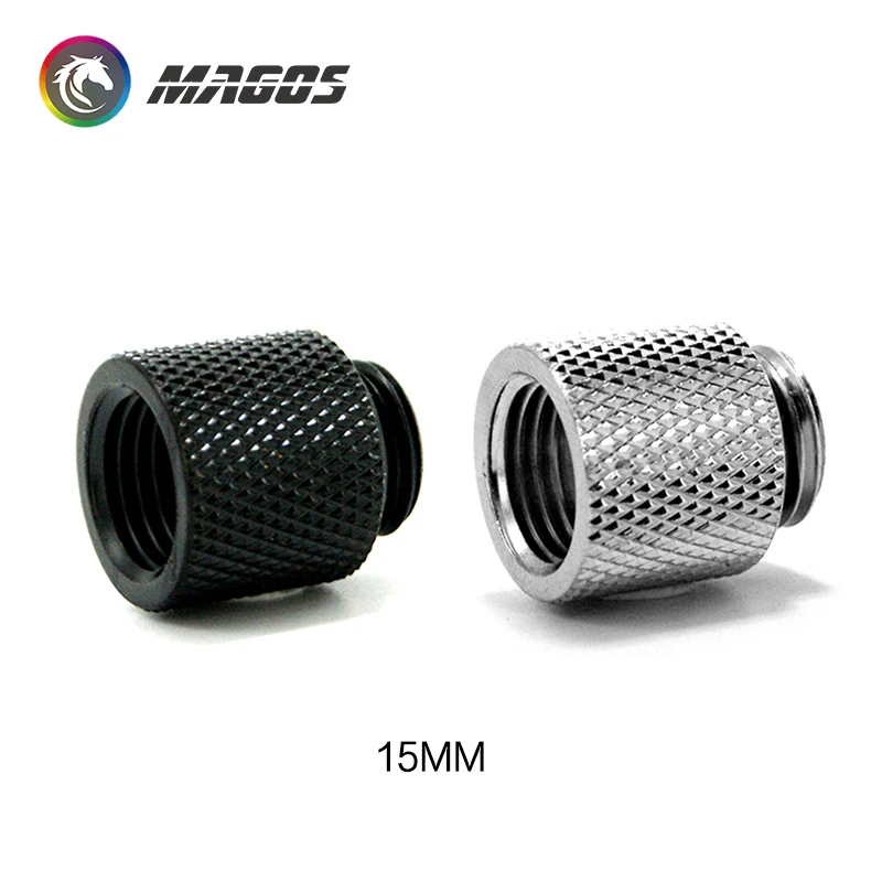 PC Water Cooling Accessories G1/4 Fitting,Extender 10mm 15mm 20mm 30mm 40mm M-F, Black/Silver