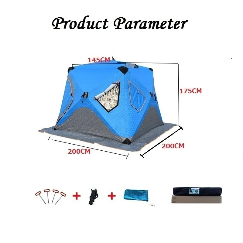 Outdoor Ice Fishing Shelter Tent 3-4 Person Thickened Warm Cotton
