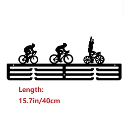 Premium Matt Black Metal Sports Medal and Football Display Rack Wall Mount (CYCLING MALE)