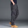 Men Fashion Casual Sports Many Pockets Cargo Pants Men Loose Straight Utility Work Safety Pants Comfortable Elasticity Trousers