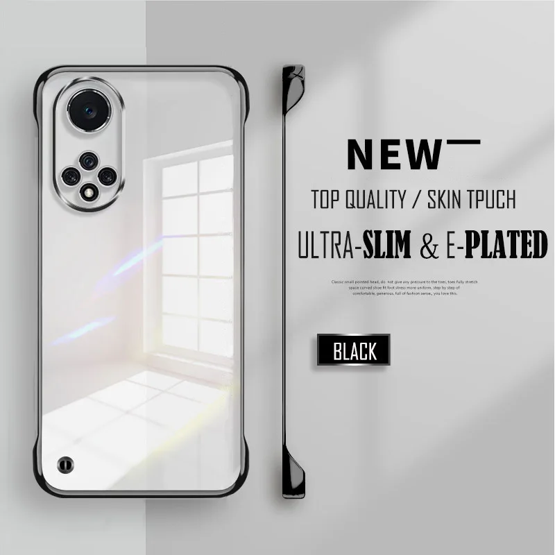 Luxury Plating Transparent Frameless Ultra Thin Case with Clear Hard Lens Protection