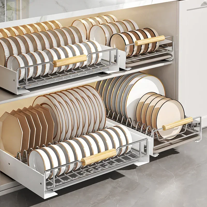 New Kitchen Storage Rack with Slide Rails Pull-out Kitchen Drawer Type Storage Tray Spice Box Rack Cabinets Organizer