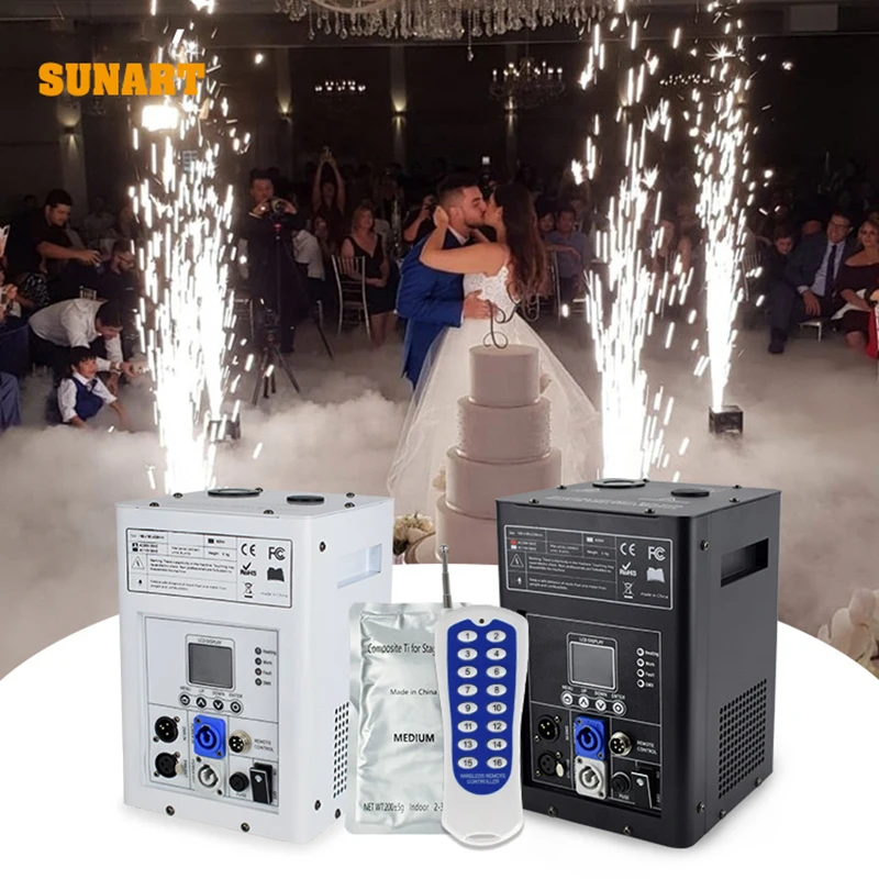 Sunart 스파크 머신 무대 효과 조명, DJ 디스코 파티 웨딩 쇼 이벤트 콘서트 DMX 원격 불꽃 놀이 기구, 600W