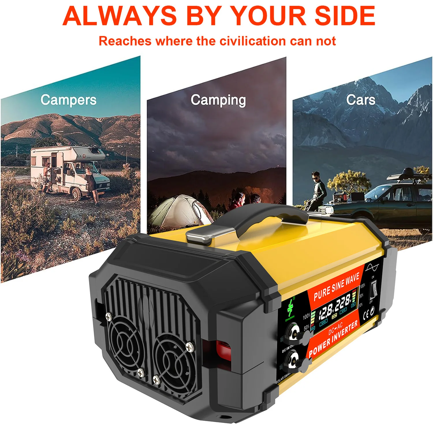 5000W Pure Sine Power Inverter - 12V to 220V Heavy-Duty Converter for Cars, RVs