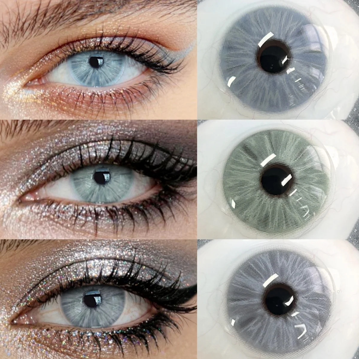 VisuaShow Metcolor Grey Soft Contact Lenses - Enhancing Daily Eye Beauty