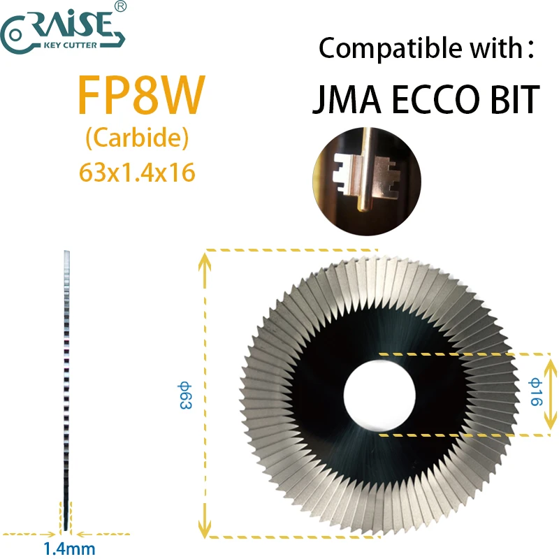 

JMA ECCO KEYLINE 201 Cutter FP8W FP8 63x1.4x16 Key Machine Cutter Locksmith Tools Aftermarket