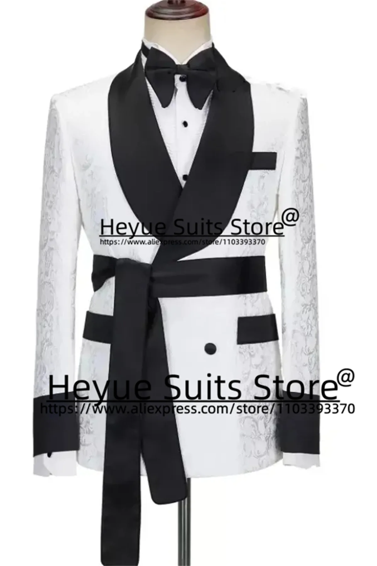 Golden Luxuly Jacquard Wedding Suits For Men Slim Fit Shawl Lapel Groom  Prom Tuxedos 2 Pieces Sets traje de hombre elegante