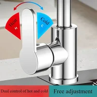 Kitchen Cold and Hot Faucet 4 Modes Waterfall Sink Single Hole Tap Deck Mounted Universal 360° Rotation Sink Basin Faucet 5
