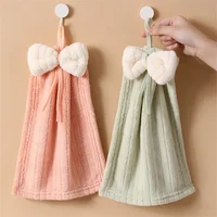 Bowknot Hand Towels for Kitchen Bathroom Microfiber Coral Velvet Soft Handkerchief Home Quick Dry Absorbent Dishcloth Breathable 2