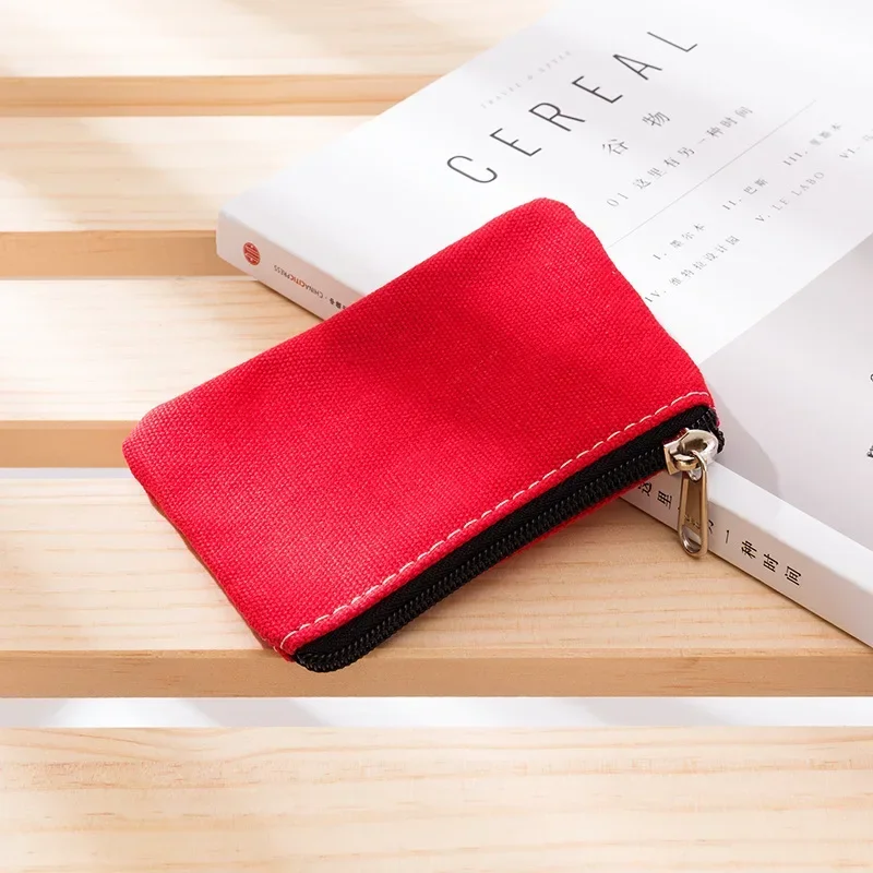 Solid Color Canvas Cotton Coin Wallet Bag DIY Plain Zipper Coin Key Bag Money Pocket Pure Women Men Coin Purse Small Kid Pouch