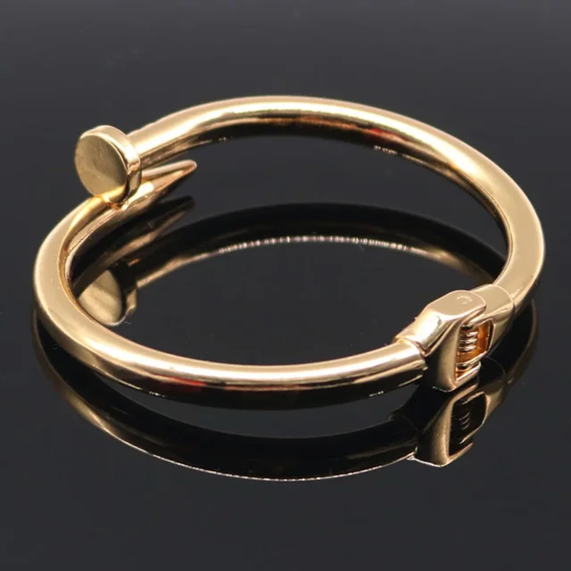 Simple Stainles Steel Nail Opening Cuff Bracelets Trendy Screw Bangle Female OL Temperament Jewelry Gift 4