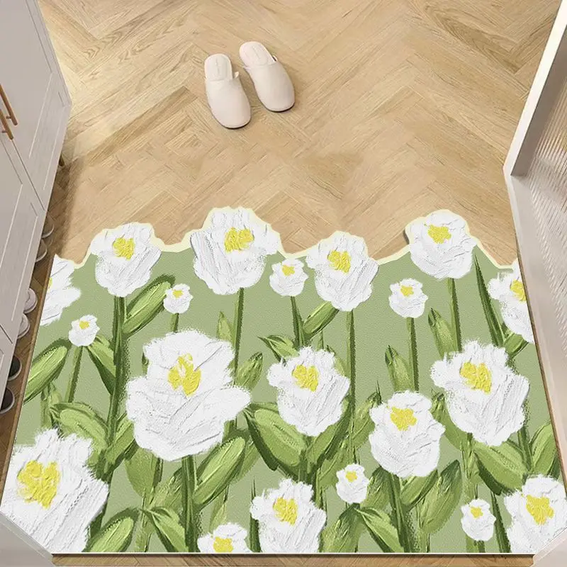 

Household Floor Mats Can Be Wiped Wash-free Carpet Advanced Oil Painting Style Can Be Cut Mat Custom Dirty Resistant Door Mat