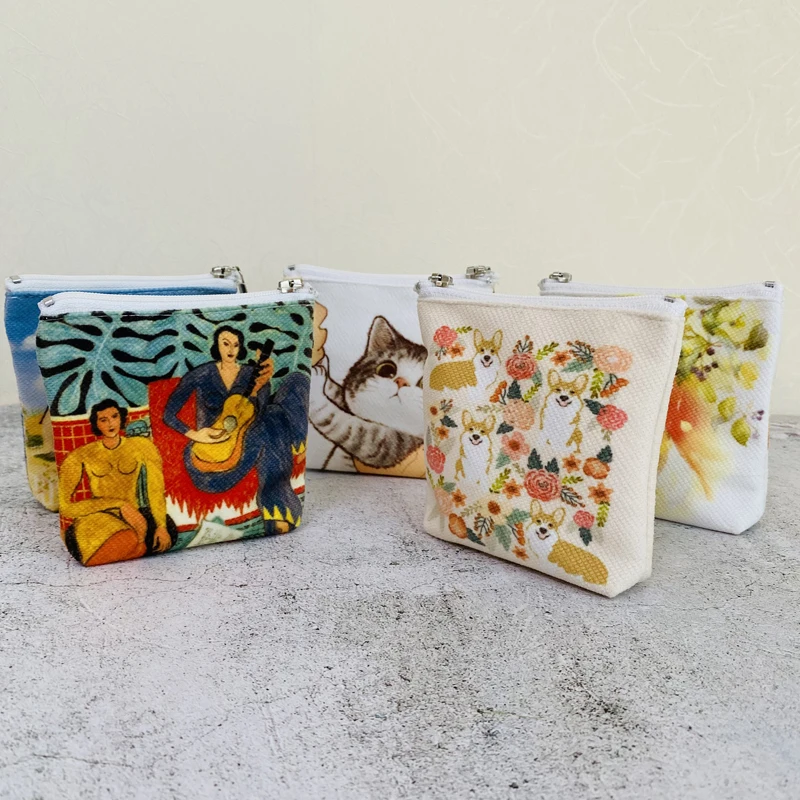 Personal Canvas Coin Bag Purse DIY /Photo/Text Prints Coin Storage Pouch Business Store Gift