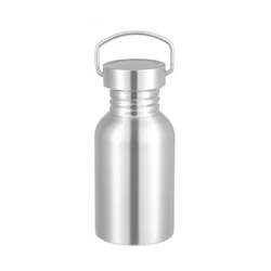 Sleek Silver Stainless Steel Water Bottle with Bamboo Lid - Portable and Leak - Proof Design (350ml - Steel Lid)
