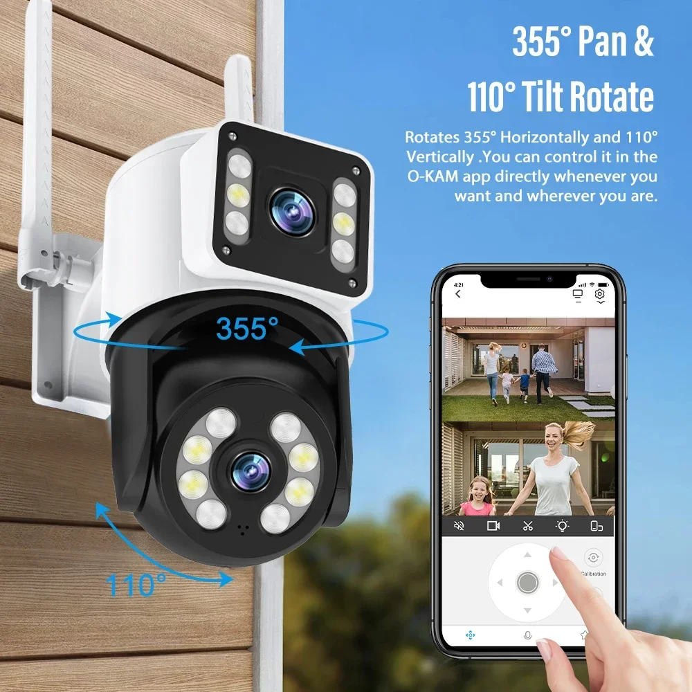 4K 8MP WIFI PTZ Camera HD Dual Lens Dual Screen IP Cameras Outdoor Full Color Night Vision Auto Tracking CCTV Video Surveillance