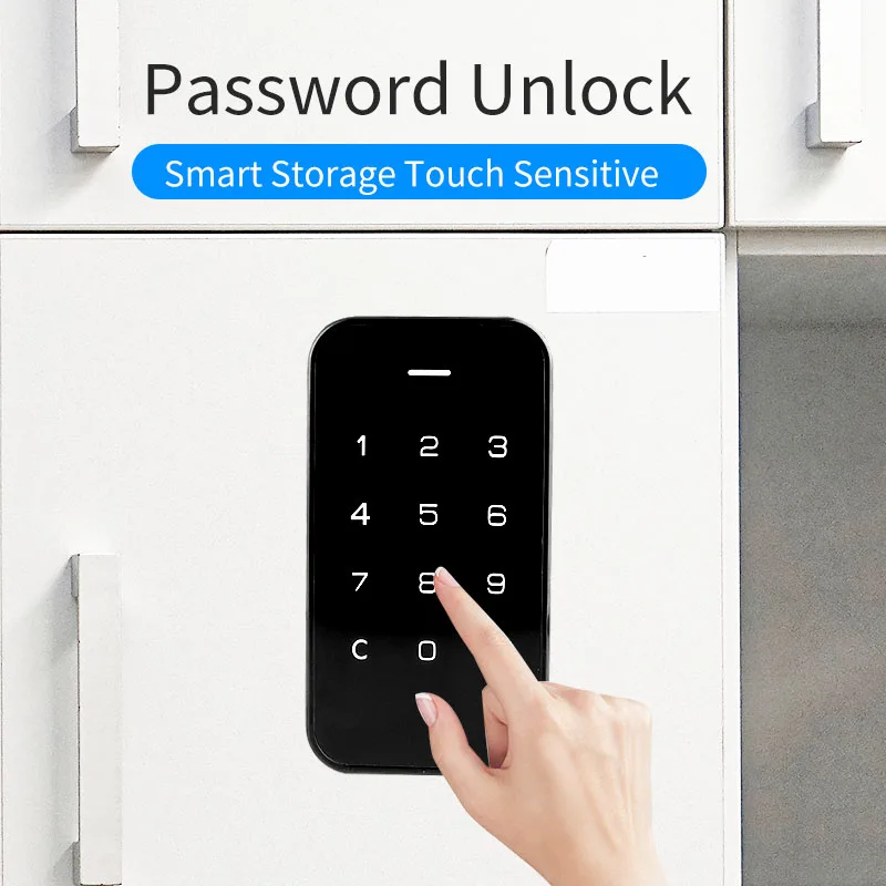 Black Keyless Plastic Shell Drawer Lock Touch Keypad Digital Password Cabinet Furniture Locks