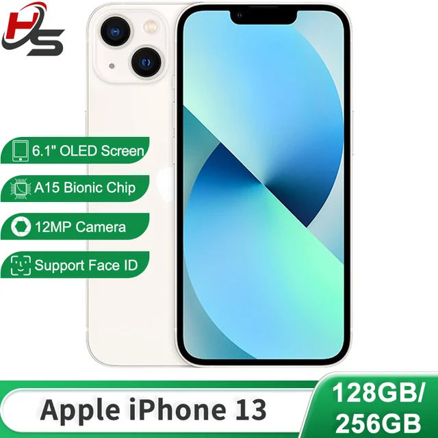 Apple iPhone 13 128GB/256GB ROM Unlocked 5G Face ID 6.1" 2532 x 1170 OLED Screen A15 Bionic Chip 12MP+12MP Camera NFC