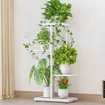 Plant Stand Indoor Outdoor Metal 4 Tier 5 Potted Multiple Flower Pot Holder ShelfPlanter Display Shelving Unit for Patio Garden 2
