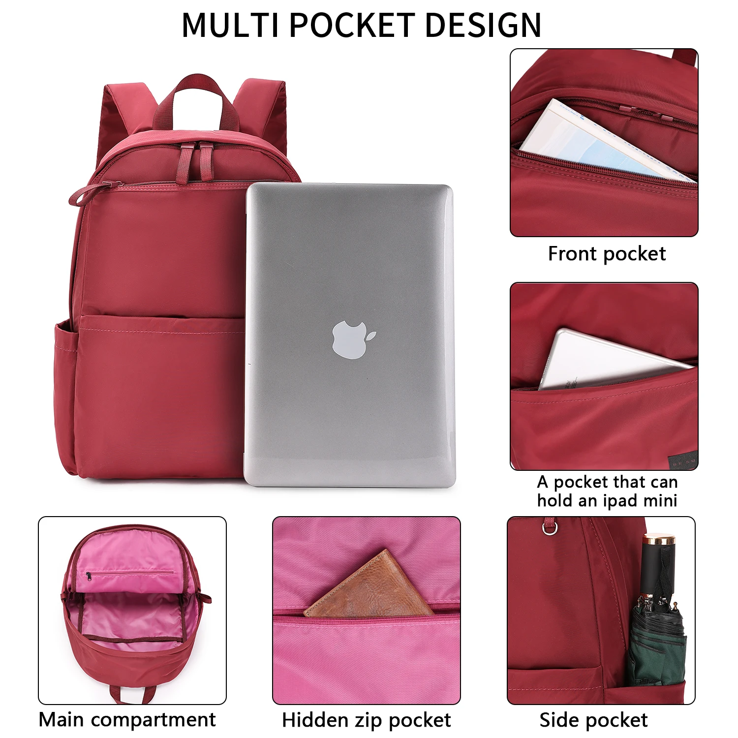 BE SMART Classic Casual Backpack Diaper Bag for Women Lightweight Durable Work Bag Fashion Stylish Schoolbag for Girls Students