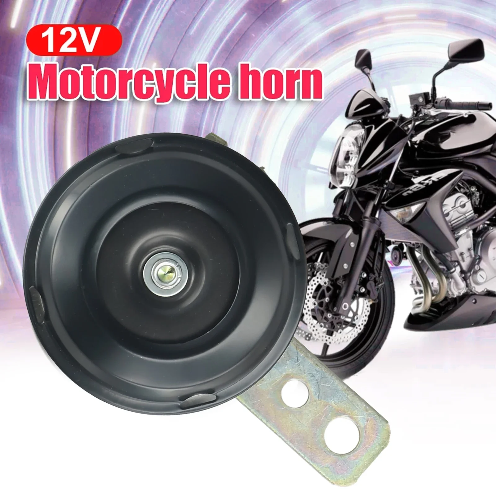 12v Loud 105db  Electric Motorcycle Horn Motorbike Replacement Black Waterproof Round Loud Horn Speakers Electric Horn Kit