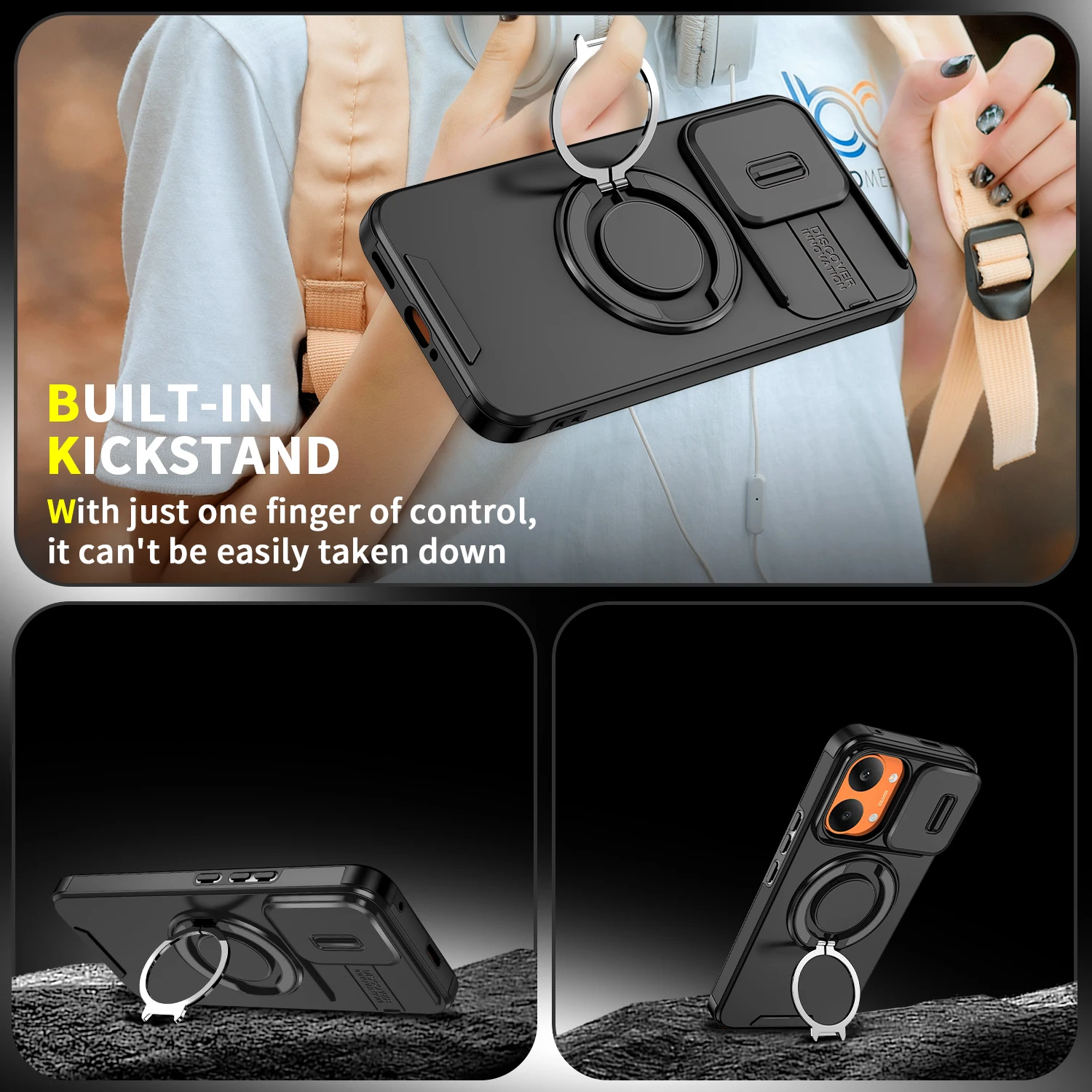 Redmi Turbo 5 Max Armor Magnetic Case with Sliding Window Camera Protection