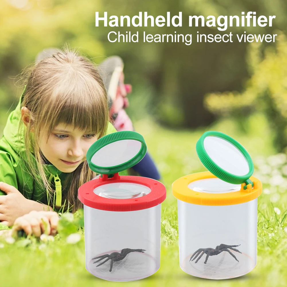 Portable Children Crawlers Animal Spider Insect Box 3X 6X Magnifying Glass Insect Cage Bug Jar Science Nature Exploration