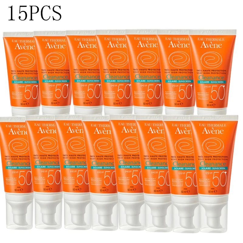

15PCS Avene Face Cleanance Solar Sunscreen Refreshing Double Care Oil Control Sunscreen 50ml SPF50+PA++for Oil Acne Skin Care