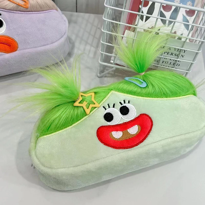 Kawaii Lustige Große Kapazität Plüsch Bleistift Tasche Kreative Cartoon Großen Mund Mädchen Stifte Lagerung Fall Tragbare Schule Schreibwaren Geschenk – Detail 8