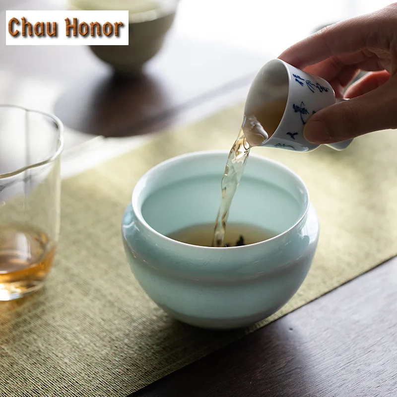 280ml Household Chinese Style Ceramic Tea Wash Bowl Crockery Tea Washing Cup Washing Water Kung Fu Tea Tea Set Small Jian Shui
