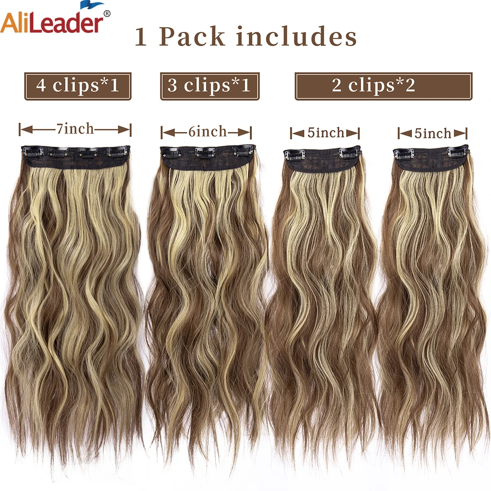 4Pcs/Set Synthetic Clip In Hair Extensions 11Color Long Wavy Clip-In Hairpieces