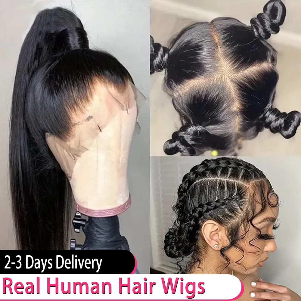 220% Hd Transparent 360 Full Lace Front Wig 40 Inch Pre Plucked Brazilian 13x6 Hd Lace Frontal Wig Bone Straight Human Hair Wigs 1