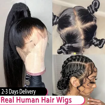 220% Hd Transparent 360 Full Lace Front Wig 40 Inch Pre Plucked Brazilian 13x6 Hd Lace Frontal Wig Bone Straight Human Hair Wigs 1