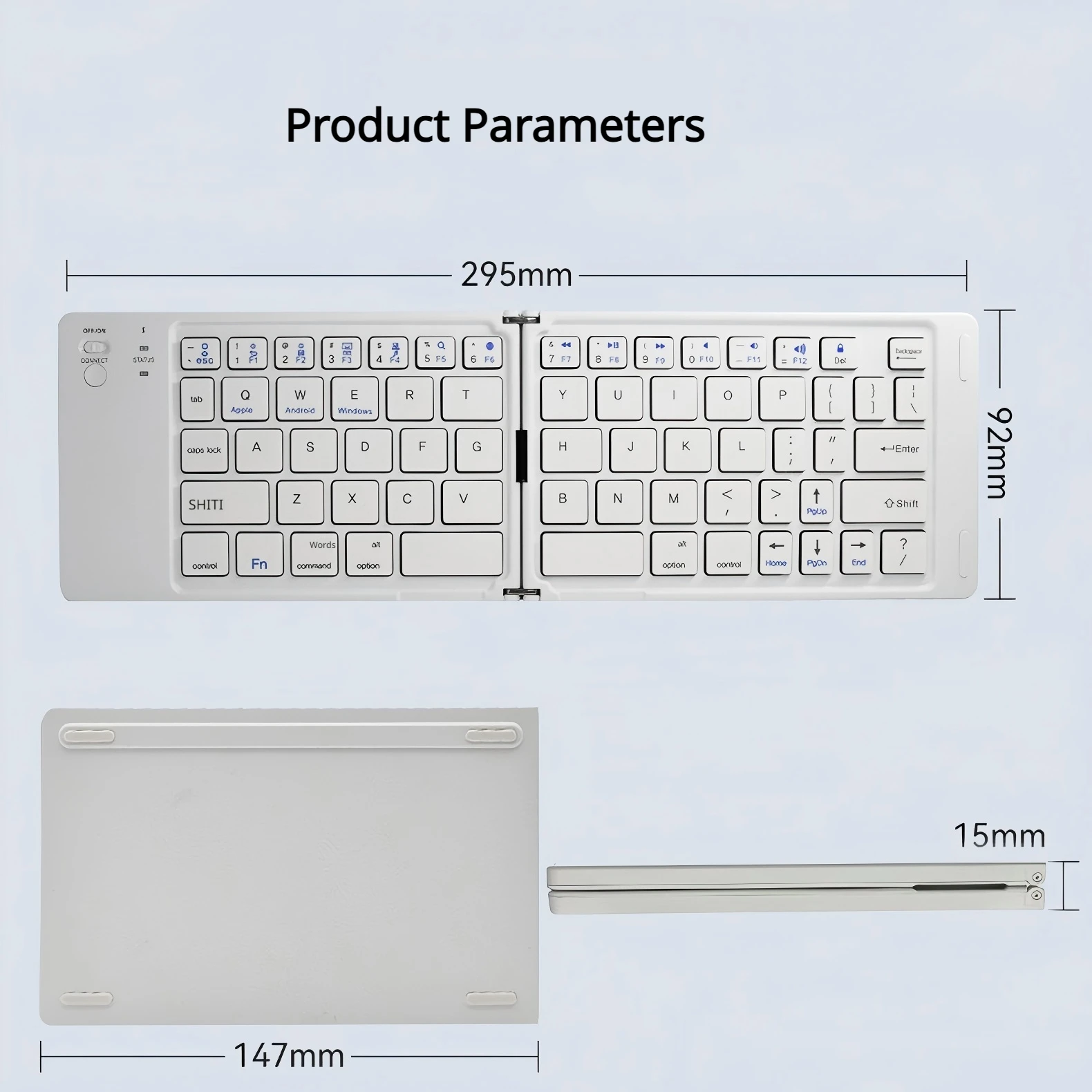 Foldable Wireless Bluetooth Keyboard for Tablets, Phones, and Laptops
