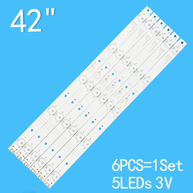 6pcs=1set 5leds 3v 379mm Suitable for Skyworth 49-inch LCD TV 5800-W42003-0P10 10-10070a-02a LED-42B700S 42E368W RDL420FY